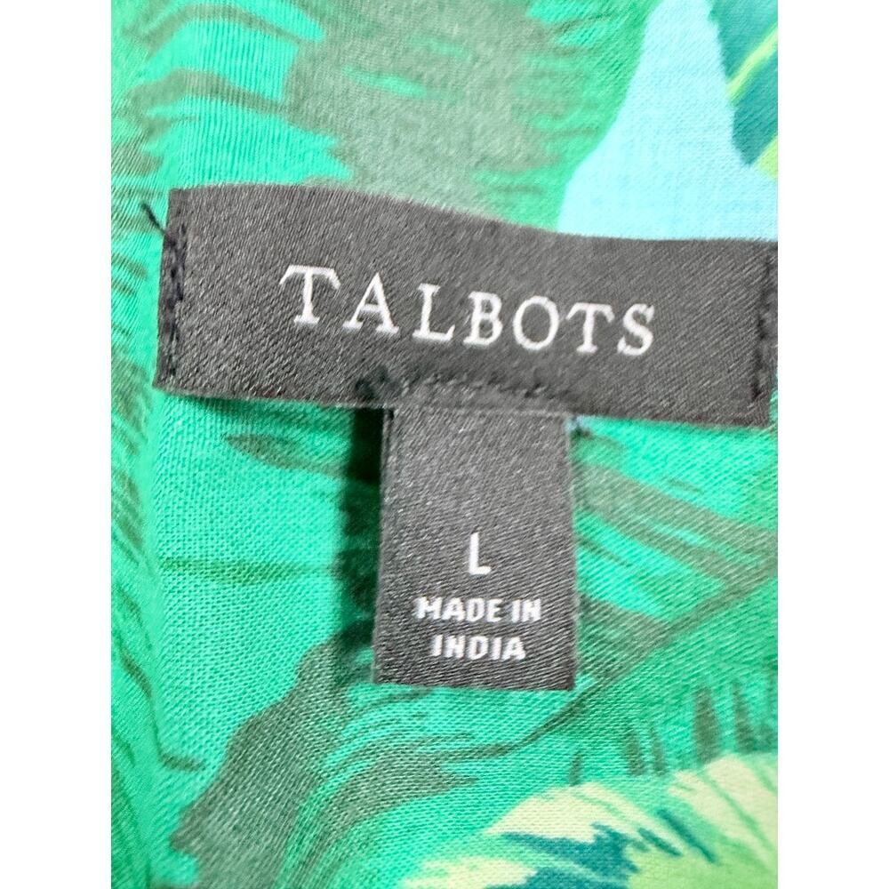 Talbots Green Tropical Leaf Print Button Front Shirt Size L - Picture 4 of 5